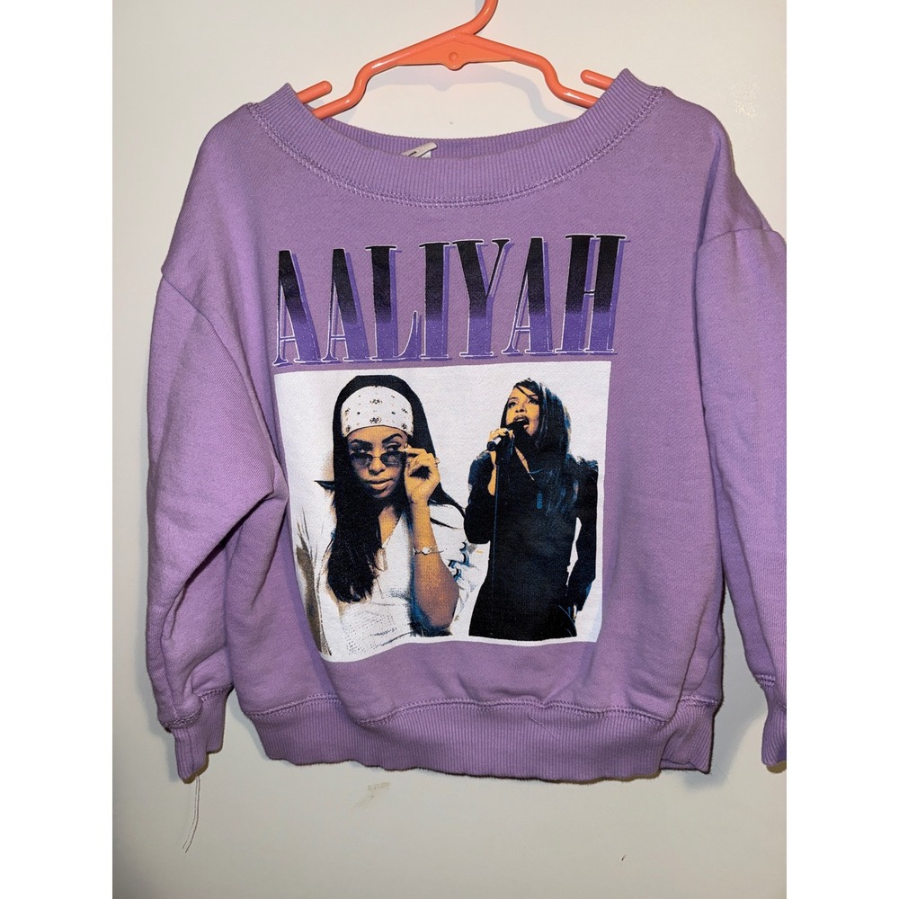 Cotton On Kids Aaliyah Graphic Sweatshirt Purple Crew Neck Size 5 Pullover
